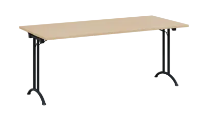 SLA 180 lak skládací jednací stůl 1800x800, deska 25 mm, podnož černý lak, deska bříza světlá